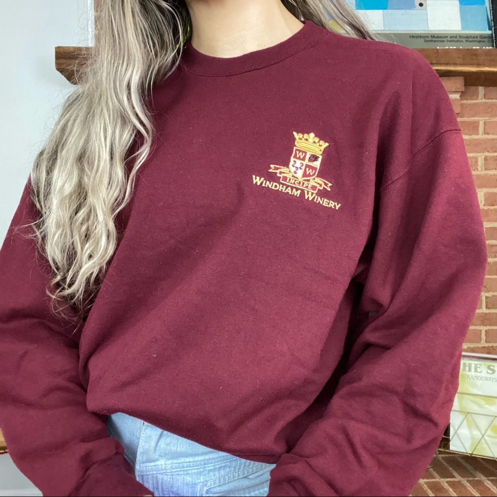 Vintage 90s Oversized Windham Winery Crest Embroidered Crewneck Prep Aca… - Picture 3 of 12